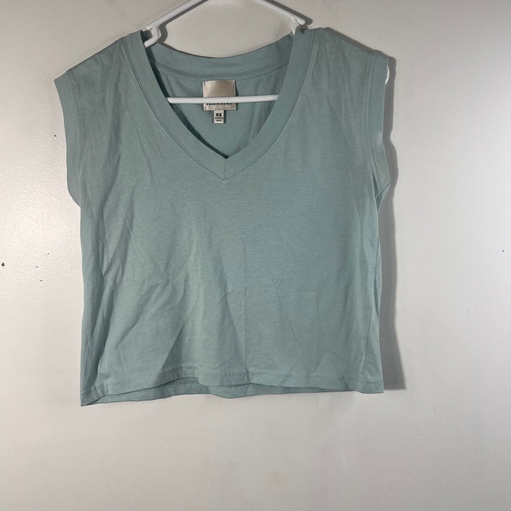 Womens Industry Republic Clothing Organic Cotton V Neck Cropped Tee Shirt XS